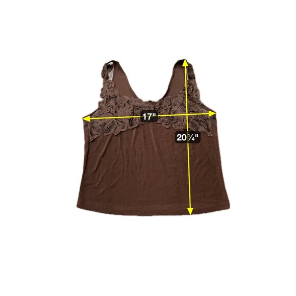 Fashque Womens Brown Sleeveless Floral Embroidered Top - Picture 6 of 7